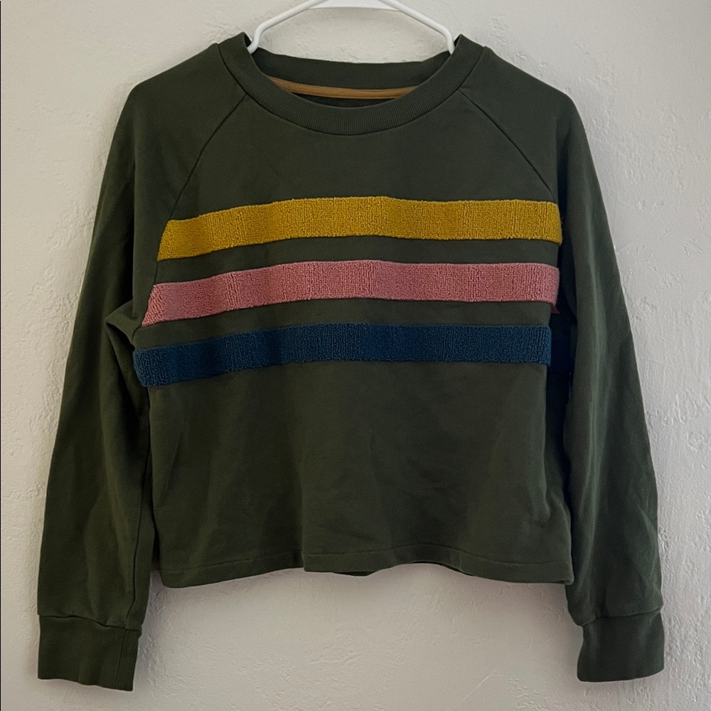United By Blue Fuzzy Textured Stripe Sweatshirt Top